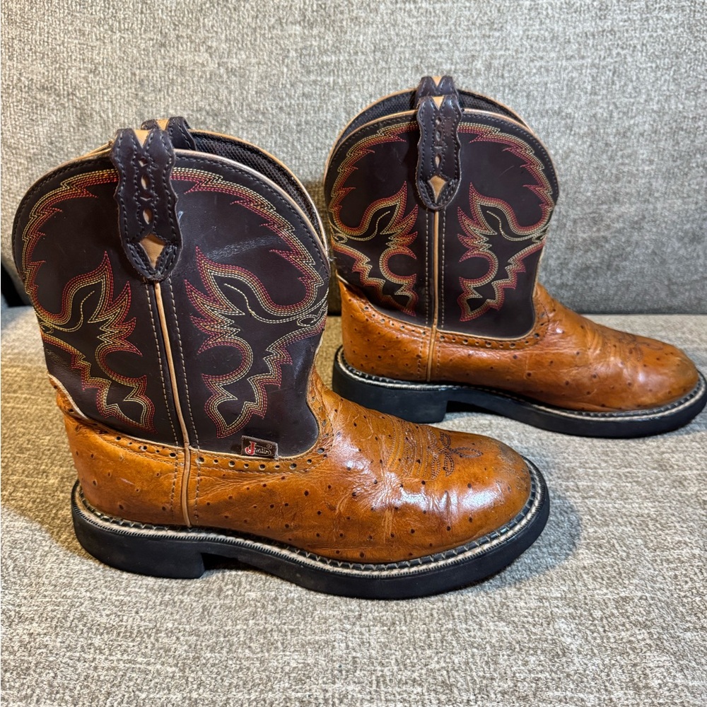 Justin Gypsy Women's L9900 Western Cowgirl Boots Two-Tone Leather Size 8.5 - Picture 4 of 12